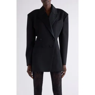 Givenchy Double-breasted Silk-blend Satin-trimmed Wool-twill Blazer In Black
