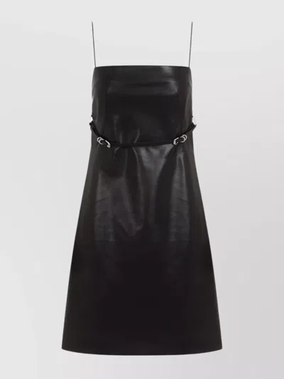 Givenchy Womens Black Sweetheart-neckline Slim-fit Leather Mini Dress