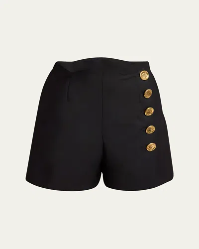 Givenchy Scalloped Waistband Wool Mohair Sailor Shorts In Black