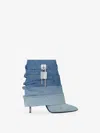 Givenchy Shark Lock Stiletto Ankle Boots In Gradient Denim In Bleu Moyen