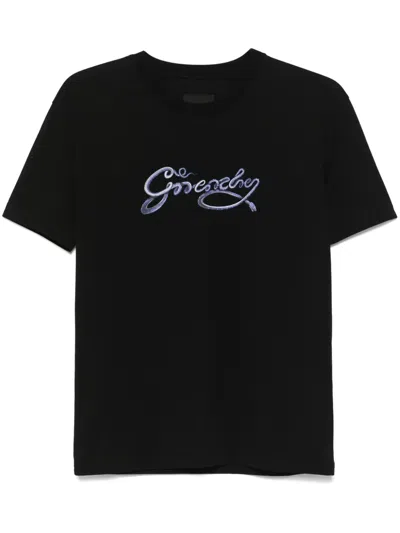 Givenchy Snake Logo Crewneck T-shirt In Black