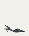 Givenchy Voyou Denim Buckle Slingback Pumps In Dark Blue