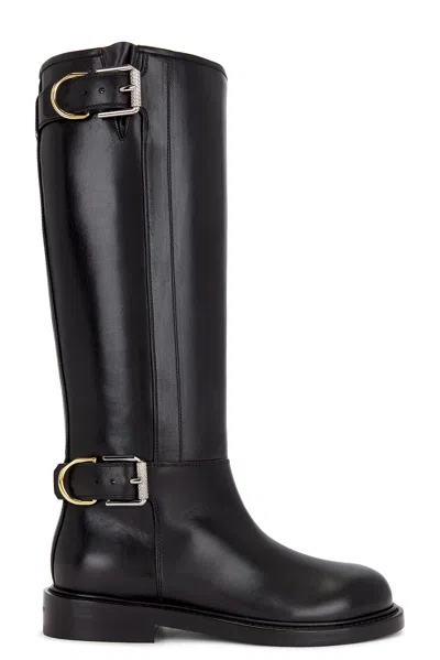 Givenchy Voyou Leather Buckle Tall Moto Boots In Black