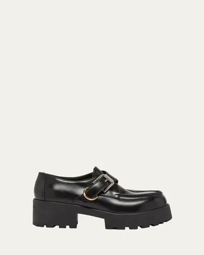 Givenchy Voyou Monk Crystal-embellished Leather Platform Loafers In Black