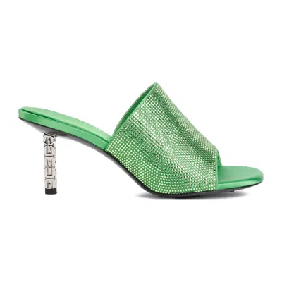 GIVENCHY GIVENCHY G CUBE MULES IN SATIN WITH STRASS WOMEN