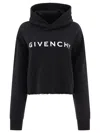 Givenchy Black Archetype Short Sweatshirt With Logo In Black