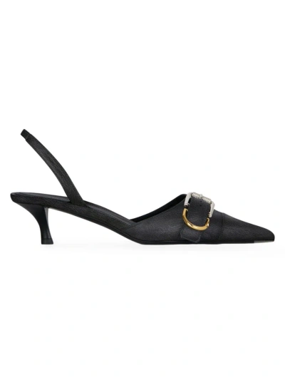 Givenchy Voyou Buckled Textured-leather Slingback Pumps In Black