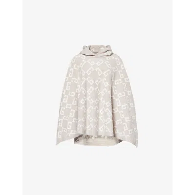 Givenchy Womens Hooded Monogram Cashmere Poncho Beige