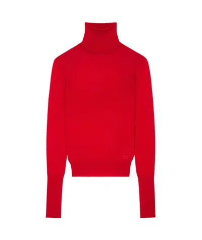 Givenchy Slim Fit Sweater In Wool With Draped Open Back In Red