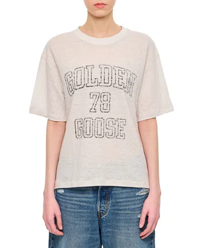 Golden Goose Deluxe Brand Relaxed Fit Round Neck T-shirt With Faded Print In White