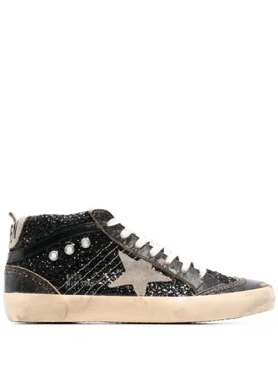 Golden Goose Women's Mid Star Glitter Lace Up Sneakers In Black