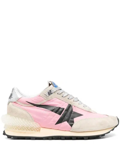 Golden Goose Marathon Nylon And Suede Sneakers With Black Star Shoes In Multicolor
