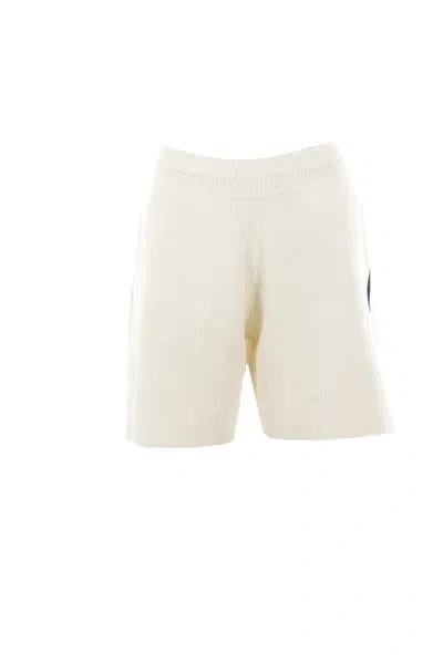 Golden Goose Lionel Striped Shorts In Antique White+ink Blue