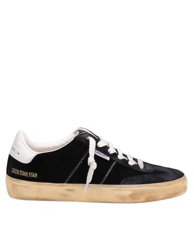 Golden Goose Soul-star Distressed Suede And Leather-trimmed Velvet Sneakers In Black