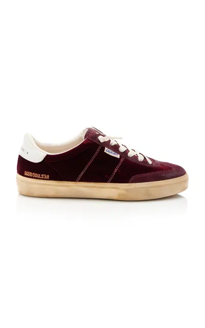 Golden Goose Soul-star Distressed Suede And Leather-trimmed Velvet Sneakers In Red