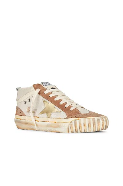 Golden Goose Women's Mid Star Sneakers In Natural White, Brown, Golden, Cream, & Optic White