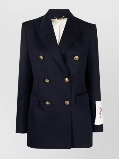 Golden Goose Wool Blend Double-breasted Coat In Blue