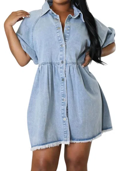 Good Time Usa Button Denim Dress In Light Washed In Multi