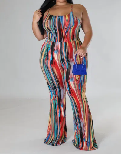 Good Time Usa Plus Size Weekend Jumpsuit In Multi Color Combo