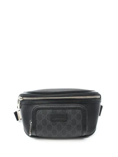 Pre-owned Gucci 20s Small Gg Belt Bag In Black