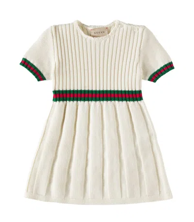 Gucci Baby Ribbed-knit Wool Dress In White