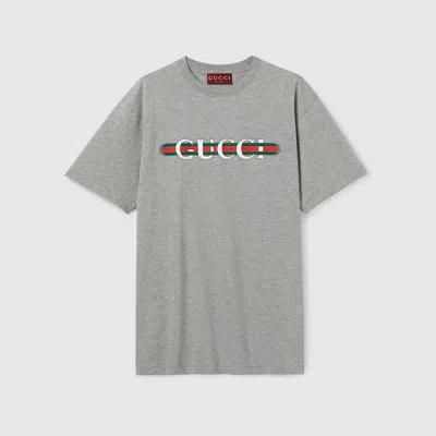 Gucci Cotton Jersey T-shirt With Print In Grey
