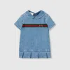 Gucci Baby Horsebit Web Stripe Denim Dress