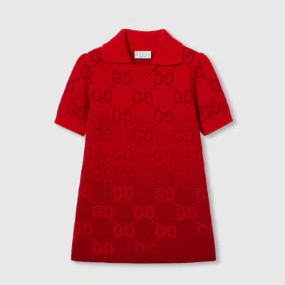 Gucci Kids' Gg Wool Jacquard Dress In Red