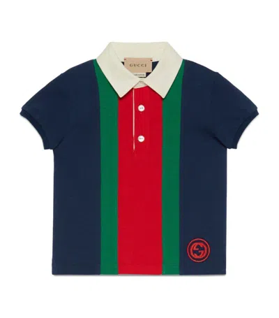Gucci Babies' Kids Web Polo Shirt (3-36 Months) In Blue