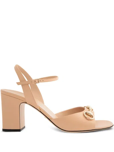Gucci Women Lady Horsebit Leather Sandals In Pink