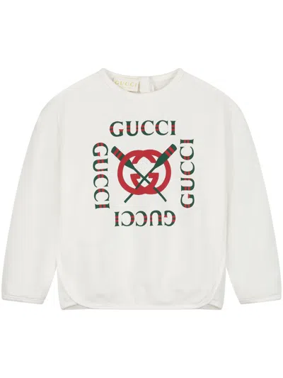 Gucci Babies' Logo-print Sweatshirt In White