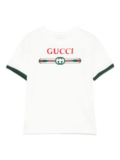 Gucci Babies' Logo-print T-shirt In White