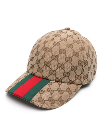 Gucci Men Gg Supreme Baseball Cap In Brown