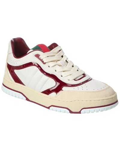 Gucci Ivoire/gr.wh/ro.an/g Kids' Re-web Leather Low-top Trainers Eur 29 / 11 Uk In White