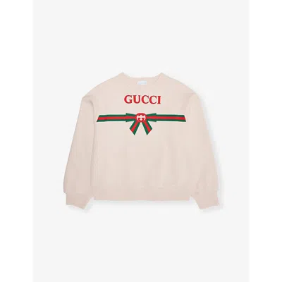 Gucci Kids' Round-neck Brand-print Cotton-jersey Sweatshirt 4-12 Y In Rose Water/mc