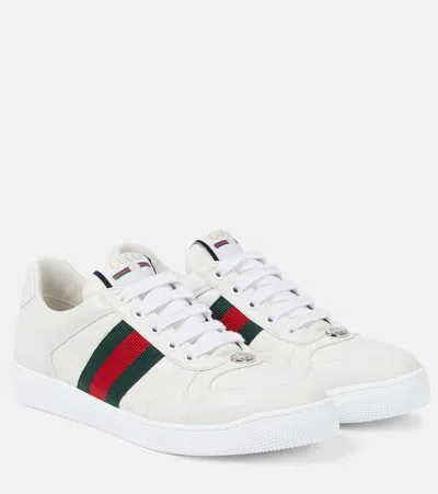 Gucci Gg Embossed Leather Low-top Sneakers In White