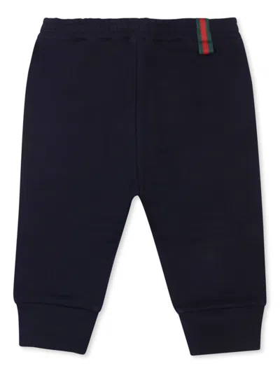 Gucci Babies' Web-stripe Cotton Tracksuit Bottoms In Blue