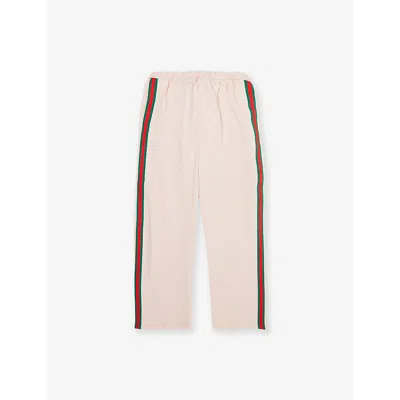 Gucci Web Stripe Straight-leg Cotton Jogging Bottoms 6-12 Y In Rose Water/mc