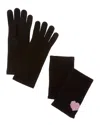 Hannah Rose 3-in-1 Lurex Mini Heart Intarsia Cashmere Gloves In Black