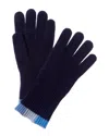 Hannah Rose Stripe Tipping Edge Ribbed Cashmere Gloves In Blue
