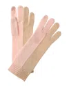 Hannah Rose Two Tone Stripe Cashmere Gloves In Brown
