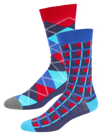 Happy Socks Men's 2-pack Argyle Crew Socks In Neutral