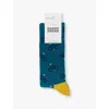 HAPPY SOCKS MENS TURQUOISE BIKE STRETCH-COTTON-BLEND SOCKS