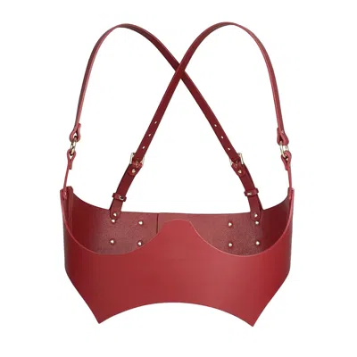 Haute Cuir Women's Red Circe Leather Underbust Harness