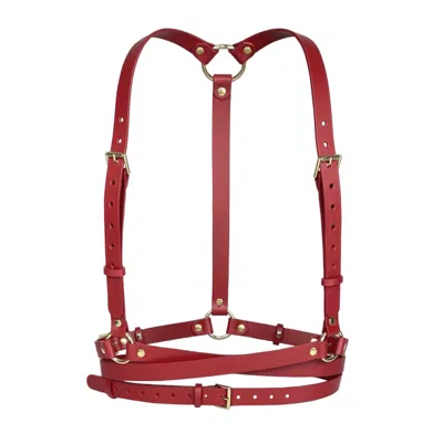 Haute Cuir Women's Red Double Belt Leather Harness