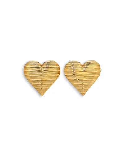 Heaven Mayhem Real Love Iii Heart Drop Earrings In 18k Gold Plated