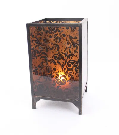 Homezia 10.25 X 10.25 X 18 Brown Vintage Floral Pattern - Candle Holder