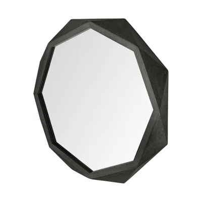 Homezia 41" Octagon Black Wood Frame Wall Mirror In Pattern
