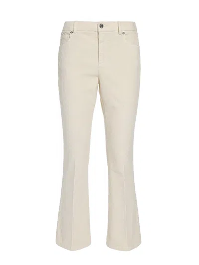 I Love My Pants Beige Velvet Cropped Flared Trousers In Neutral