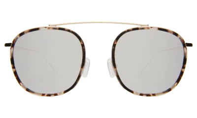 Illesteva Mykonos Ace Sunglasses In White Tortoise/gold / Silver Flat Mirror
